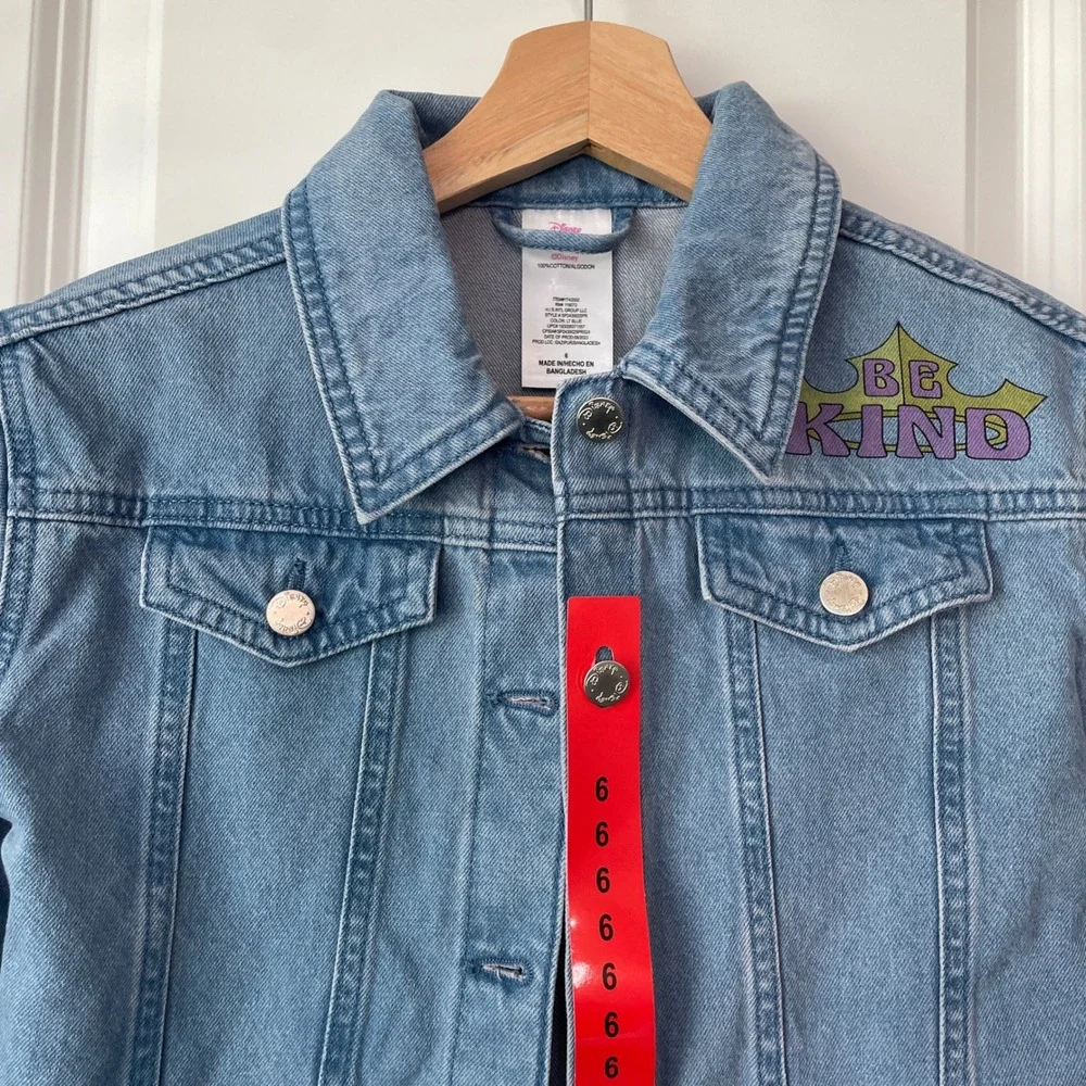 Disney Princess Light Blue Be Kind Button Up Denim Jacket Girl's Sz 6 NWT - Picture 4 of 6